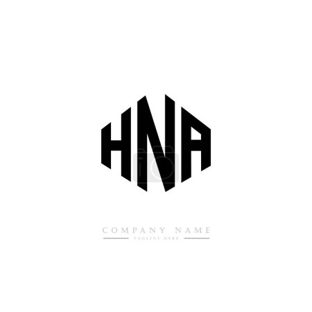 Illustration for HNA letter logo design with polygon shape. HNA polygon and cube shape logo design. HNA hexagon vector logo template white and black colors. HNA monogram, business and real estate logo. - Royalty Free Image