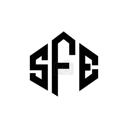 Illustration for SFE letter logo design with polygon shape. SFE polygon and cube shape logo design. SFE hexagon vector logo template white and black colors. SFE monogram, business and real estate logo. - Royalty Free Image