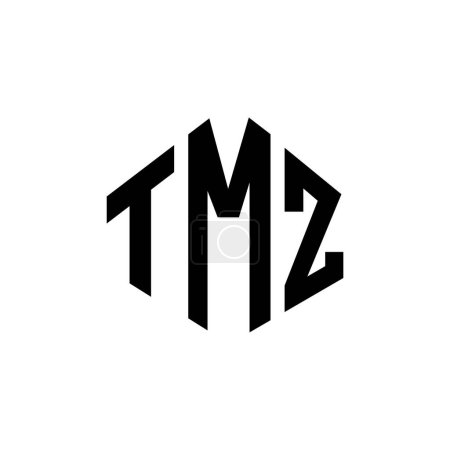 Téléchargez les illustrations : TMZ letter logo design with polygon shape. TMZ polygon and cube shape logo design. TMZ hexagon vector logo template white and black colors. TMZ monogram, business and real estate logo. - en licence libre de droit