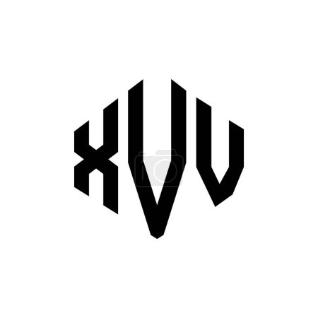 Illustration for XVV letter logo design with polygon shape. XVV polygon and cube shape logo design. XVV hexagon vector logo template white and black colors. XVV monogram, business and real estate logo. - Royalty Free Image