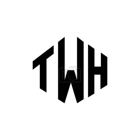 Illustration for TWH letter logo design with polygon shape. TWH polygon and cube shape logo design. TWH hexagon vector logo template white and black colors. TWH monogram, business and real estate logo. - Royalty Free Image