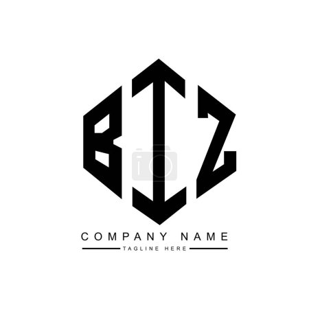Illustration for BIZ letter logo design with polygon shape. BIZ polygon and cube shape logo design. BIZ hexagon vector logo template white and black colors. BIZ monogram, business and real estate logo. - Royalty Free Image