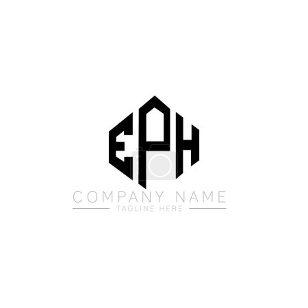 Illustration for EPH letter logo design with polygon shape. EPH polygon and cube shape logo design. EPH hexagon vector logo template white and black colors. EPH monogram, business and real estate logo. - Royalty Free Image