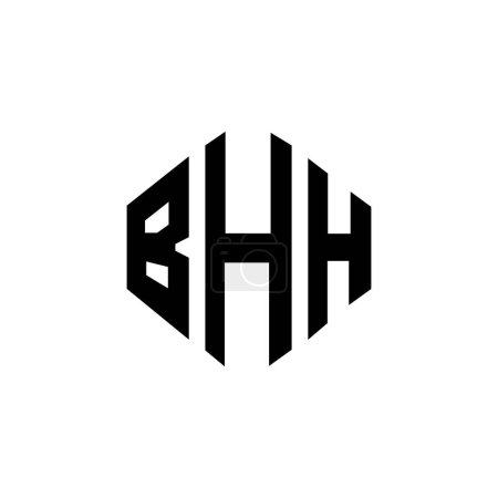 Ilustración de Diseño del logotipo de la letra BHH con forma de polígono. Diseño de logotipo de forma de polígono y cubo BHH. Plantilla de logotipo de vector hexágono BHH colores blanco y negro. Monograma de BHH, logotipo de negocios e inmuebles. - Imagen libre de derechos