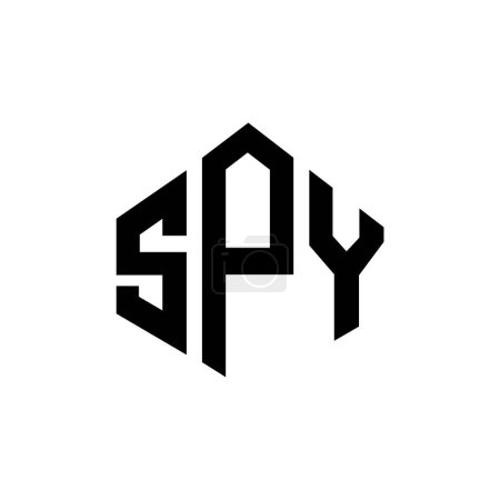 Ilustración de Diseño del logotipo de la letra SPY con forma de polígono. Diseño de logotipo de forma de polígono y cubo SPY. Plantilla de logotipo de vector de hexágono SPY colores blanco y negro. Monograma SPY, logotipo de negocios y bienes raíces. - Imagen libre de derechos