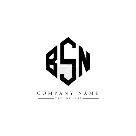 Téléchargez les illustrations : BSN letter logo design with polygon shape. BSN polygon and cube shape logo design. BSN hexagon vector logo template white and black colors. BSN monogram, business and real estate logo. - en licence libre de droit