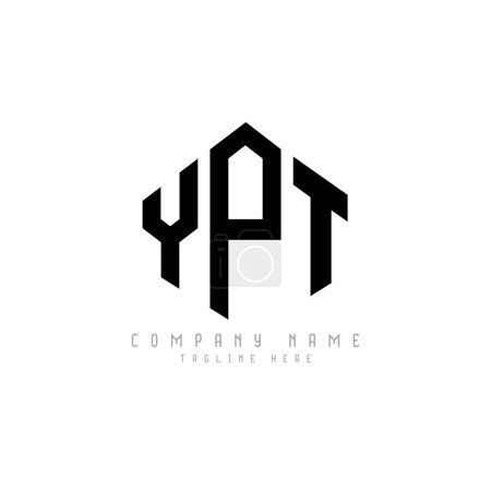 Illustration for YPT letter logo design with polygon shape. YPT polygon and cube shape logo design. YPT hexagon vector logo template white and black colors. YPT monogram, business and real estate logo. - Royalty Free Image