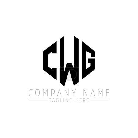 Téléchargez les illustrations : CWG letter logo design with polygon shape. CWG polygon and cube shape logo design. CWG hexagon vector logo template white and black colors. CWG monogram, business and real estate logo. - en licence libre de droit