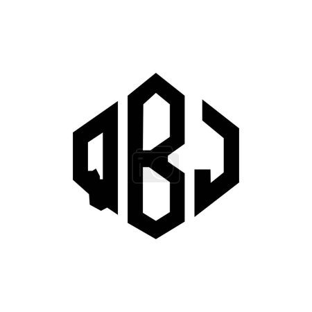 Illustration for QBJ letter logo design with polygon shape. QBJ polygon and cube shape logo design. QBJ hexagon vector logo template white and black colors. QBJ monogram, business and real estate logo. - Royalty Free Image