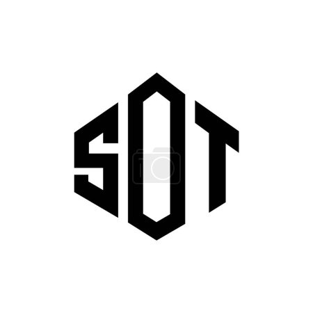 Illustration for SOT letter logo design with polygon shape. SOT polygon and cube shape logo design. SOT hexagon vector logo template white and black colors. SOT monogram, business and real estate logo. - Royalty Free Image