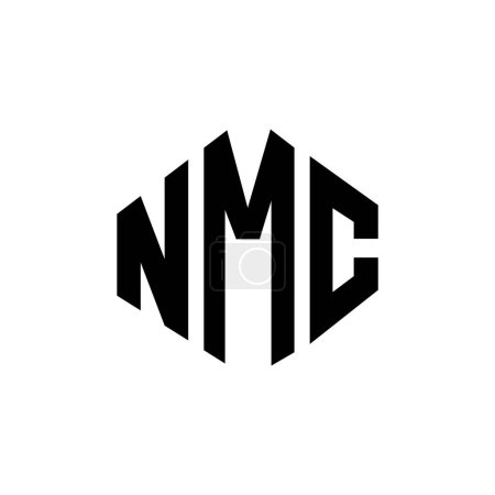 Illustration for NMC letter logo design with polygon shape. NMC polygon and cube shape logo design. NMC hexagon vector logo template white and black colors. NMC monogram, business and real estate logo. - Royalty Free Image