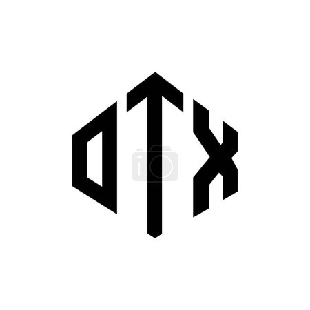 Ilustración de OTX letter logo design with polygon shape. OTX polygon and cube shape logo design. OTX hexagon vector logo template white and black colors. OTX monogram, business and real estate logo. - Imagen libre de derechos