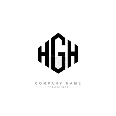 Illustration for HGH letter logo design with polygon shape. HGH polygon and cube shape logo design. HGH hexagon vector logo template white and black colors. HGH monogram, business and real estate logo. - Royalty Free Image