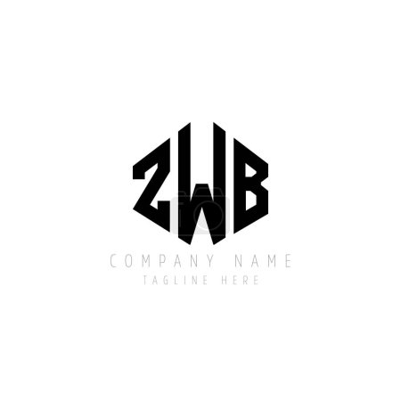 Ilustración de ZWB letter logo design with polygon shape. ZWB polygon and cube shape logo design. ZWB hexagon vector logo template white and black colors. ZWB monogram, business and real estate logo. - Imagen libre de derechos