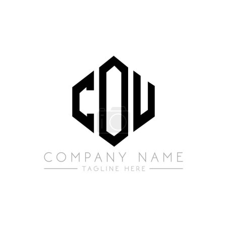 COU Buchstabe Logo-Design mit Polygon-Form. COU-Polygon und Würfelform Logo-Design. COU-Sechseck-Vektor-Logo-Vorlage weiße und schwarze Farben. COU-Monogramm, Firmen- und Immobilienlogo.