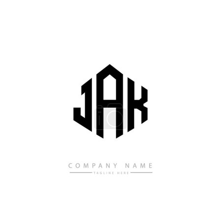 Illustration for JAK letter logo design with polygon shape. JAK polygon and cube shape logo design. JAK hexagon vector logo template white and black colors. JAK monogram, business and real estate logo. - Royalty Free Image