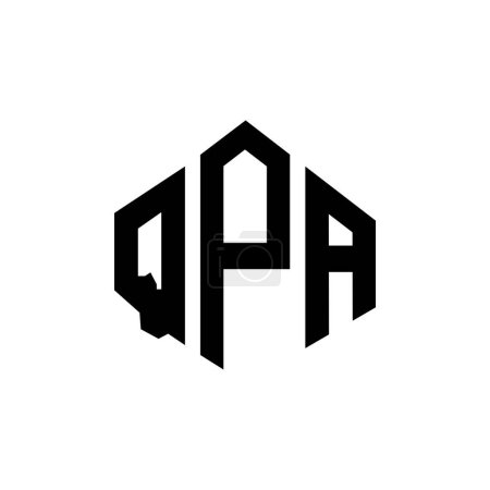 Illustration for QPA letter logo design with polygon shape. QPA polygon and cube shape logo design. QPA hexagon vector logo template white and black colors. QPA monogram, business and real estate logo. - Royalty Free Image