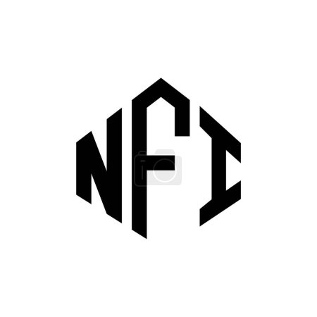 Illustration for NFI letter logo design with polygon shape. NFI polygon and cube shape logo design. NFI hexagon vector logo template white and black colors. NFI monogram, business and real estate logo. - Royalty Free Image