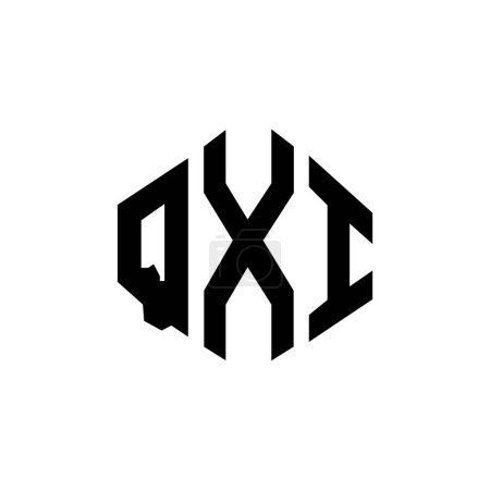 Ilustración de QXI letter logo design with polygon shape. QXI polygon and cube shape logo design. QXI hexagon vector logo template white and black colors. QXI monogram, business and real estate logo. - Imagen libre de derechos
