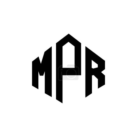 Illustration for MPR letter logo design with polygon shape. MPR polygon and cube shape logo design. MPR hexagon vector logo template white and black colors. MPR monogram, business and real estate logo. - Royalty Free Image