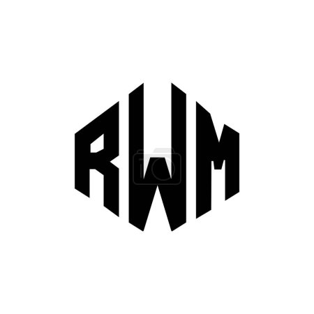 Illustration for RWM letter logo design with polygon shape. RWM polygon and cube shape logo design. RWM hexagon vector logo template white and black colors. RWM monogram, business and real estate logo. - Royalty Free Image
