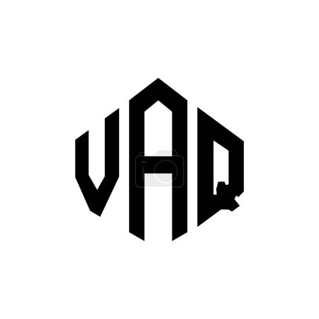 Illustration for VAQ letter logo design with polygon shape. VAQ polygon and cube shape logo design. VAQ hexagon vector logo template white and black colors. VAQ monogram, business and real estate logo. - Royalty Free Image