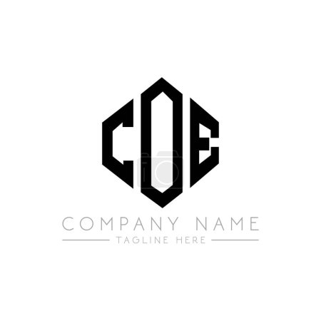 Illustration for COE letter logo design with polygon shape. COE polygon and cube shape logo design. COE hexagon vector logo template white and black colors. COE monogram, business and real estate logo. - Royalty Free Image