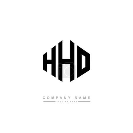 Ilustración de Diseño del logotipo de la letra HHO con forma de polígono. Diseño de logotipo en forma de polígono y cubo HHO. HHO hexágono vector logotipo plantilla blanco y negro colores. Monograma HHO, logotipo de negocios e inmuebles. - Imagen libre de derechos