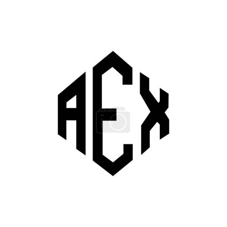 Ilustración de Diseño del logotipo de la letra AEX con forma de polígono. Diseño de logotipo en forma de polígono y cubo AEX. Plantilla de logotipo de hexágono AEX colores blanco y negro. Monograma AEX, logotipo de negocios e inmuebles. - Imagen libre de derechos
