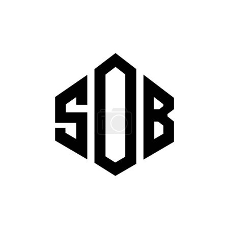 Illustration for SOB letter logo design with polygon shape. SOB polygon and cube shape logo design. SOB hexagon vector logo template white and black colors. SOB monogram, business and real estate logo. - Royalty Free Image