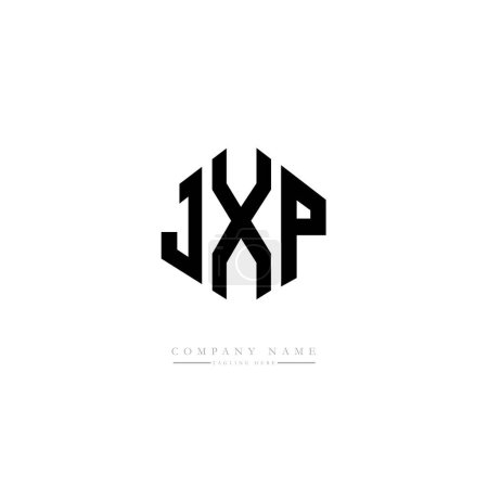 Illustration for JXP letter logo design with polygon shape. JXP polygon and cube shape logo design. JXP hexagon vector logo template white and black colors. JXP monogram, business and real estate logo. - Royalty Free Image