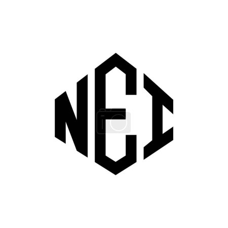 Illustration for NEI letter logo design with polygon shape. NEI polygon and cube shape logo design. NEI hexagon vector logo template white and black colors. NEI monogram, business and real estate logo. - Royalty Free Image