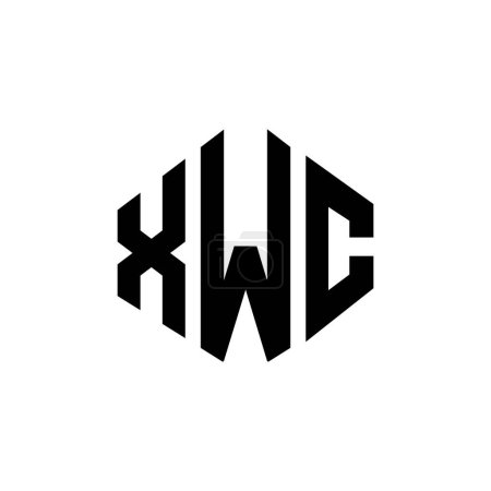 Illustration for XWC letter logo design with polygon shape. XWC polygon and cube shape logo design. XWC hexagon vector logo template white and black colors. XWC monogram, business and real estate logo. - Royalty Free Image
