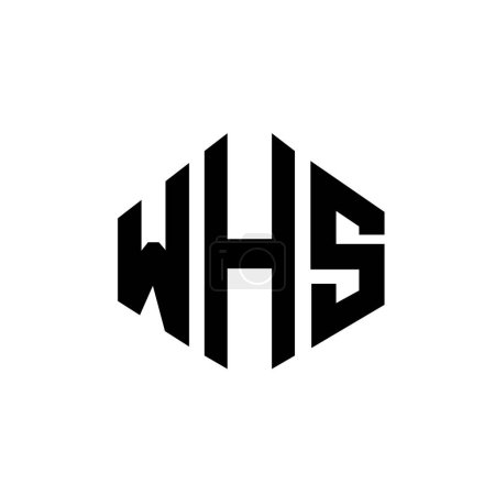 Illustration for WHS letter logo design with polygon shape. WHS polygon and cube shape logo design. WHS hexagon vector logo template white and black colors. WHS monogram, business and real estate logo. - Royalty Free Image