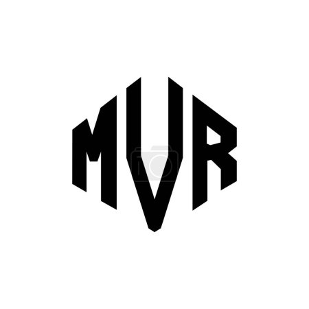 Illustration for MVR letter logo design with polygon shape. MVR polygon and cube shape logo design. MVR hexagon vector logo template white and black colors. MVR monogram, business and real estate logo. - Royalty Free Image