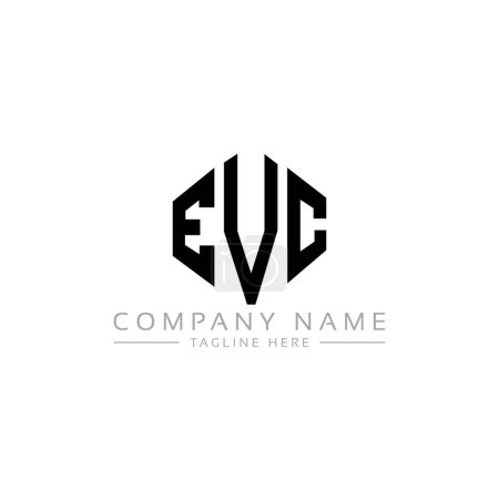 Illustration for EVC letter logo design with polygon shape. EVC polygon and cube shape logo design. EVC hexagon vector logo template white and black colors. EVC monogram, business and real estate logo. - Royalty Free Image