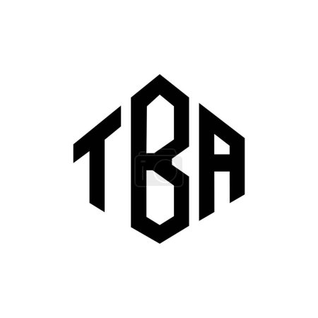 Illustration for TBA letter logo design with polygon shape. TBA polygon and cube shape logo design. TBA hexagon vector logo template white and black colors. TBA monogram, business and real estate logo. - Royalty Free Image