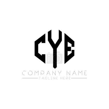 Illustration for CYE letter logo design with polygon shape. CYE polygon and cube shape logo design. CYE hexagon vector logo template white and black colors. CYE monogram, business and real estate logo. - Royalty Free Image