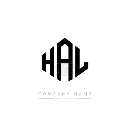 Ilustración de HAL letter logo design with polygon shape. HAL polygon and cube shape logo design. HAL hexagon vector logo template white and black colors. HAL monogram, business and real estate logo. - Imagen libre de derechos