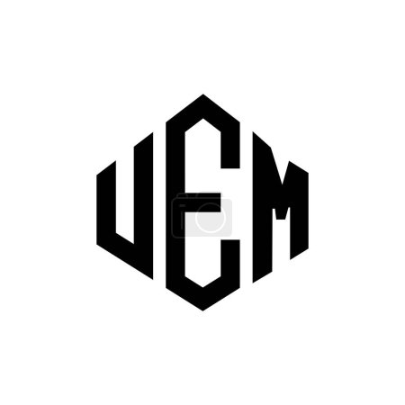 Illustration for UEM letter logo design with polygon shape. UEM polygon and cube shape logo design. UEM hexagon vector logo template white and black colors. UEM monogram, business and real estate logo. - Royalty Free Image
