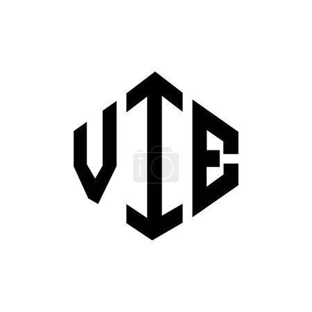 Illustration for VIE letter logo design with polygon shape. VIE polygon and cube shape logo design. VIE hexagon vector logo template white and black colors. VIE monogram, business and real estate logo. - Royalty Free Image