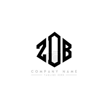 Illustration for ZDB letter logo design with polygon shape. ZDB polygon and cube shape logo design. ZDB hexagon vector logo template white and black colors. ZDB monogram, business and real estate logo. - Royalty Free Image