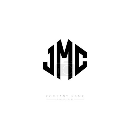 Illustration for JMC letter logo design with polygon shape. JMC polygon and cube shape logo design. JMC hexagon vector logo template white and black colors. JMC monogram, business and real estate logo. - Royalty Free Image