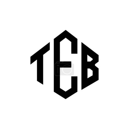 Illustration for TEB letter logo design with polygon shape. TEB polygon and cube shape logo design. TEB hexagon vector logo template white and black colors. TEB monogram, business and real estate logo. - Royalty Free Image