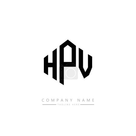 Ilustración de Diseño del logotipo de la letra HPV con forma de polígono. Diseño del logo en forma de polígono y cubo de VPH. Plantilla de logotipo de hexágono VPH colores blanco y negro. Monograma del VPH, logotipo del negocio y de bienes raíces. - Imagen libre de derechos