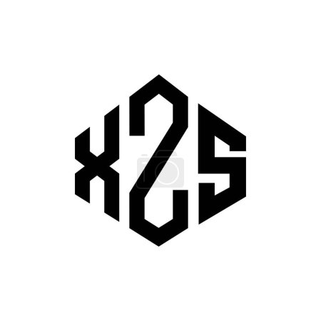 Ilustración de XZS letter logo design with polygon shape. XZS polygon and cube shape logo design. XZS hexagon vector logo template white and black colors. XZS monogram, business and real estate logo. - Imagen libre de derechos