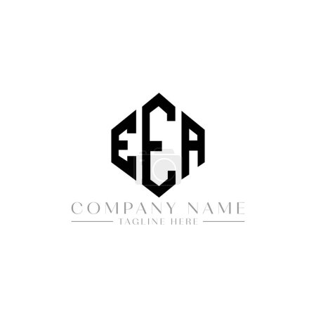 Illustration for EEA letter logo design with polygon shape. EEA polygon and cube shape logo design. EEA hexagon vector logo template white and black colors. EEA monogram, business and real estate logo. - Royalty Free Image