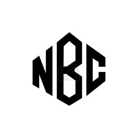Illustration for NBC letter logo design with polygon shape. NBC polygon and cube shape logo design. NBC hexagon vector logo template white and black colors. NBC monogram, business and real estate logo. - Royalty Free Image