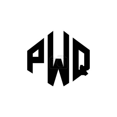 Ilustración de Diseño del logotipo de la letra PWQ con forma de polígono. Diseño del logotipo en forma de polígono y cubo de PWQ. Plantilla de logotipo de vector hexágono PWQ colores blanco y negro. Monograma de PWQ, logotipo de negocios y bienes raíces. - Imagen libre de derechos