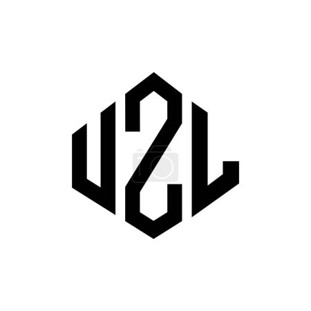 Téléchargez les photos : UZL lettre logo design avec forme de polygone. Polygone UZL et logo en forme de cube. Modèle de logo vectoriel UZL hexagone blanc et noir. Monogramme UZL, logo commercial et immobilier. - en image libre de droit